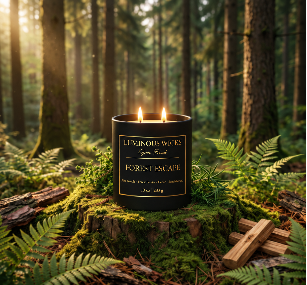 Luminous Wicks Forest Escape 10-ounce two-wick luxury candle