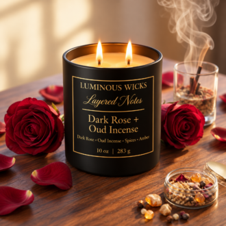 Dark Rose & Oud Incense 10oz Candle