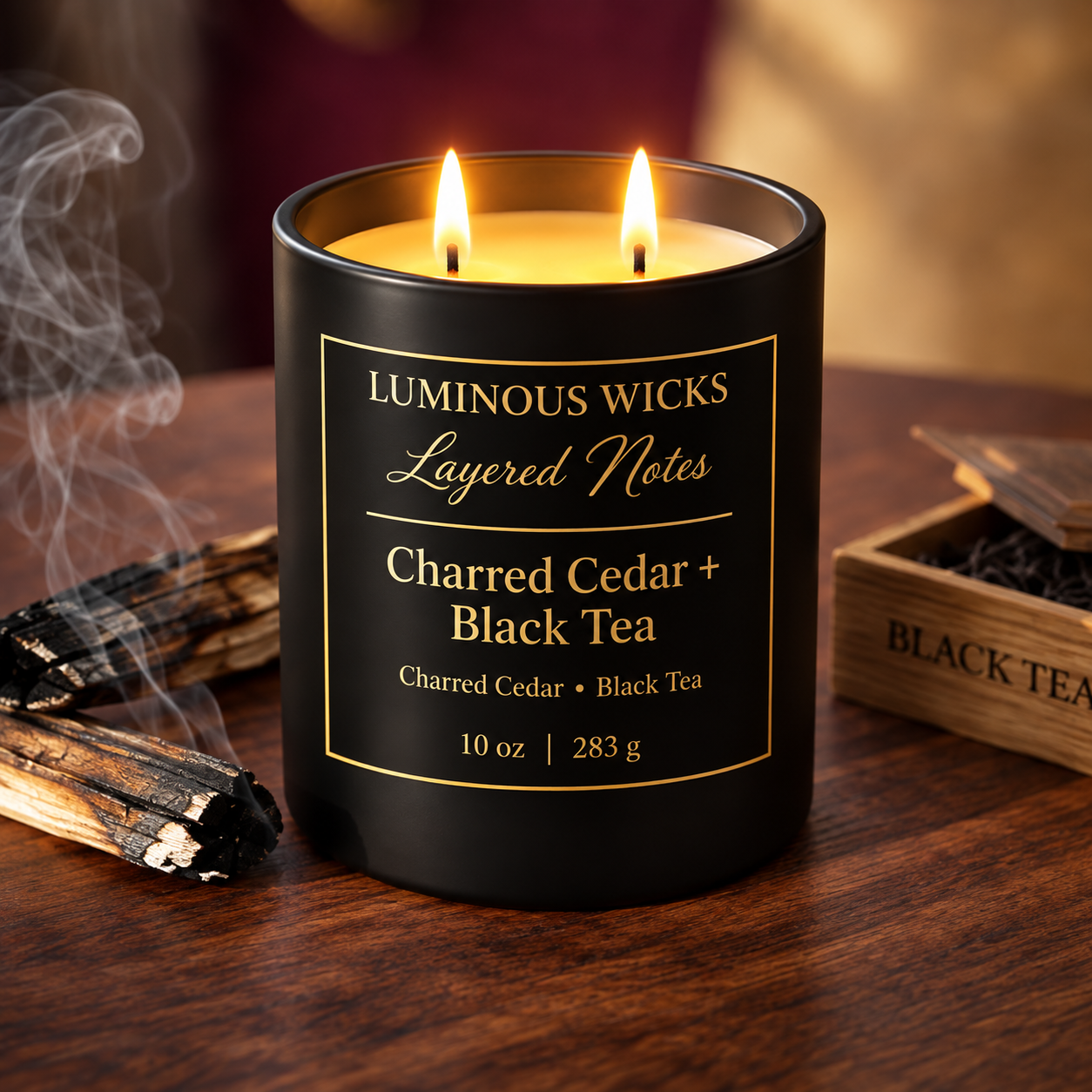 Charred Cedar & Black Tea 10oz Candle
