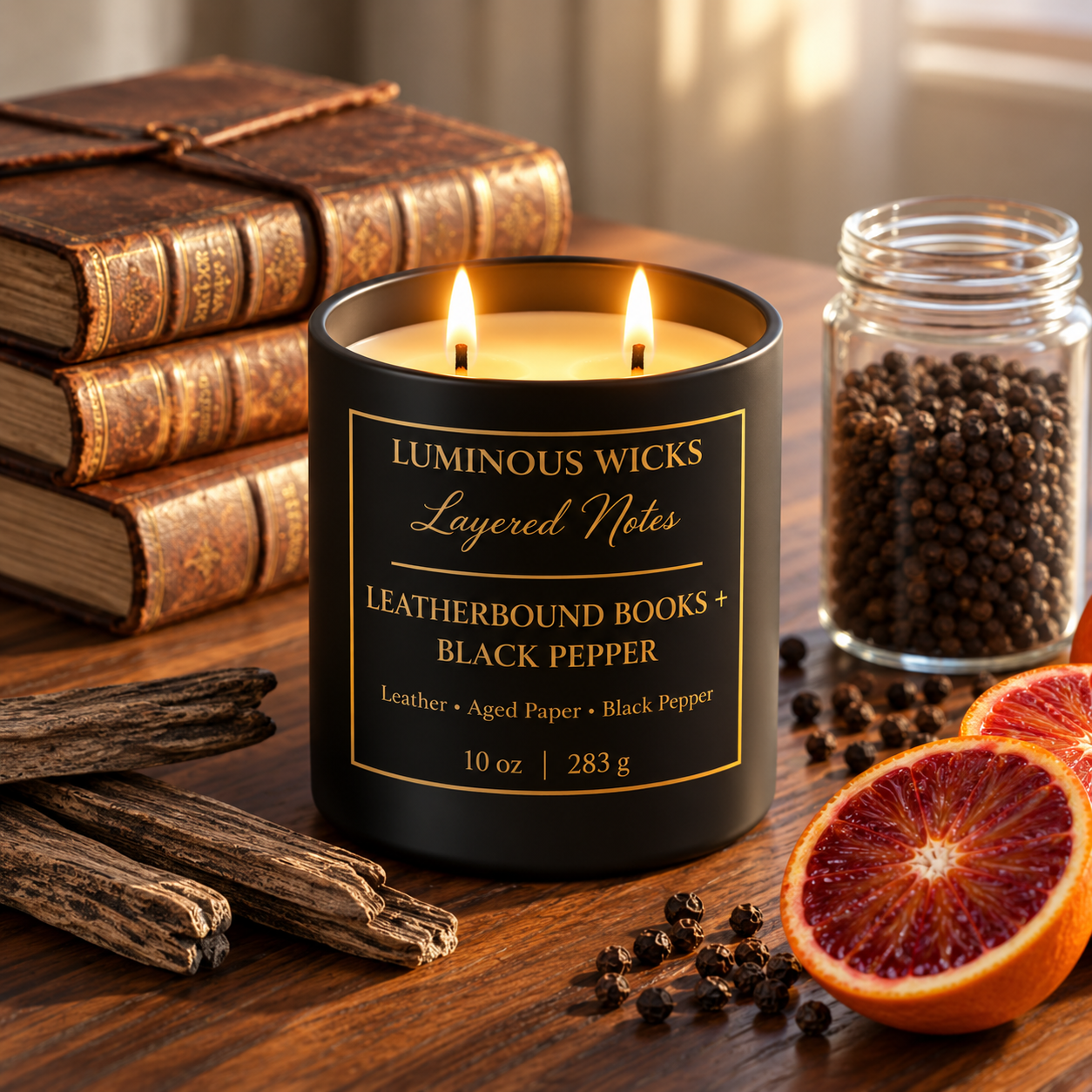 Leatherbound Book & Black Pepper 10oz Candle