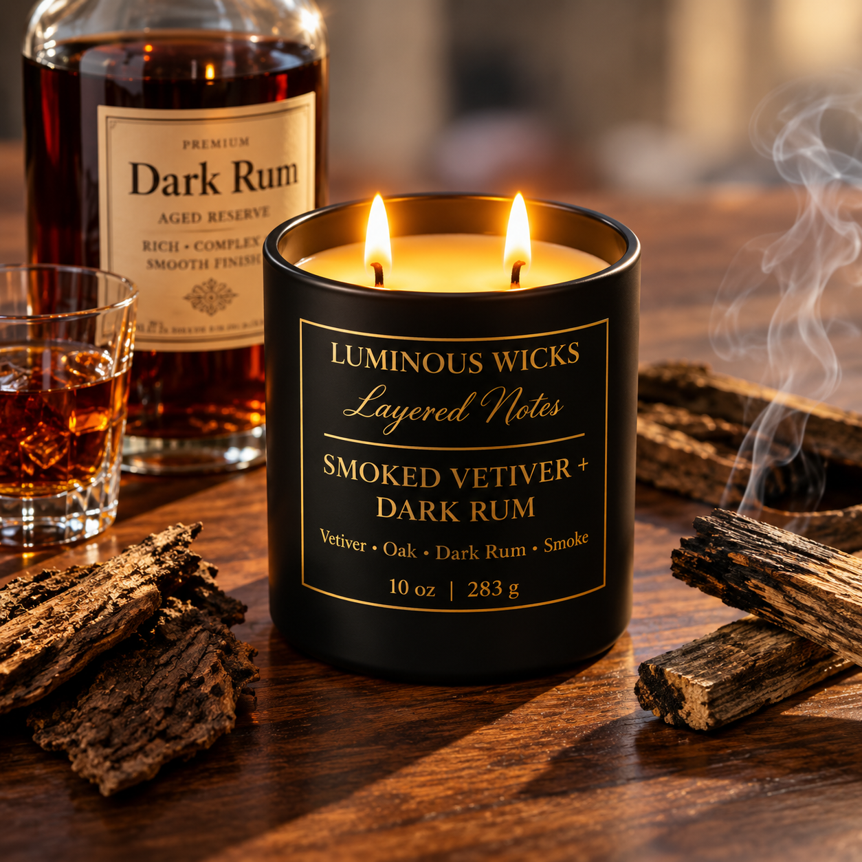 Smoked Vetiver & Dark Rum 10oz Candle