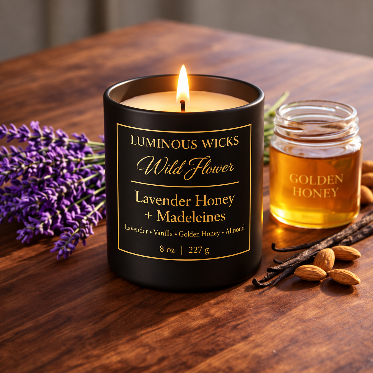 Luminous Wicks Lavender Honey Madeleines 8oz Luxury Candle