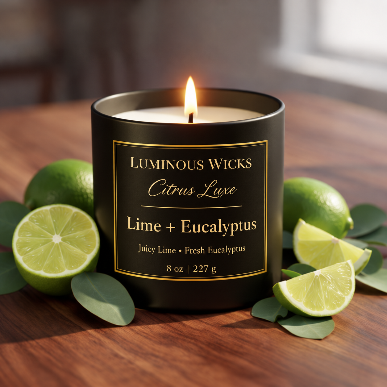 Luminous Wicks Lime & Eucalyptus 8oz Luxury Candle