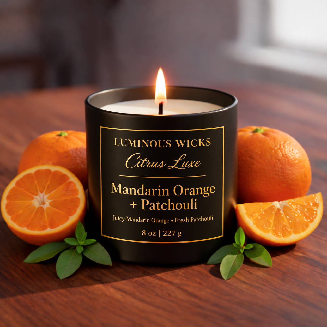 Luminous Wicks Mandarin & Patchouli 8oz Luxury Candle