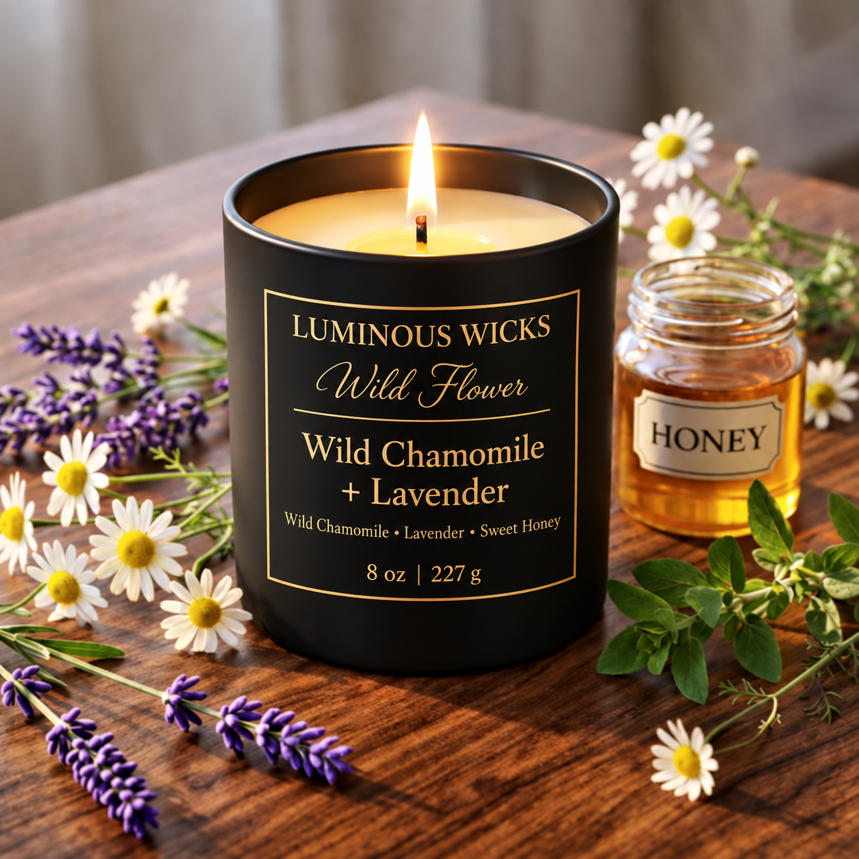 Luminous Wicks Wild Chamomile and Lavender 8oz Luxury Candle