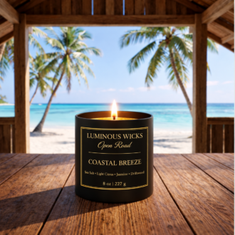 Luminous Wicks Coastal Breeze 8oz luxury Candle