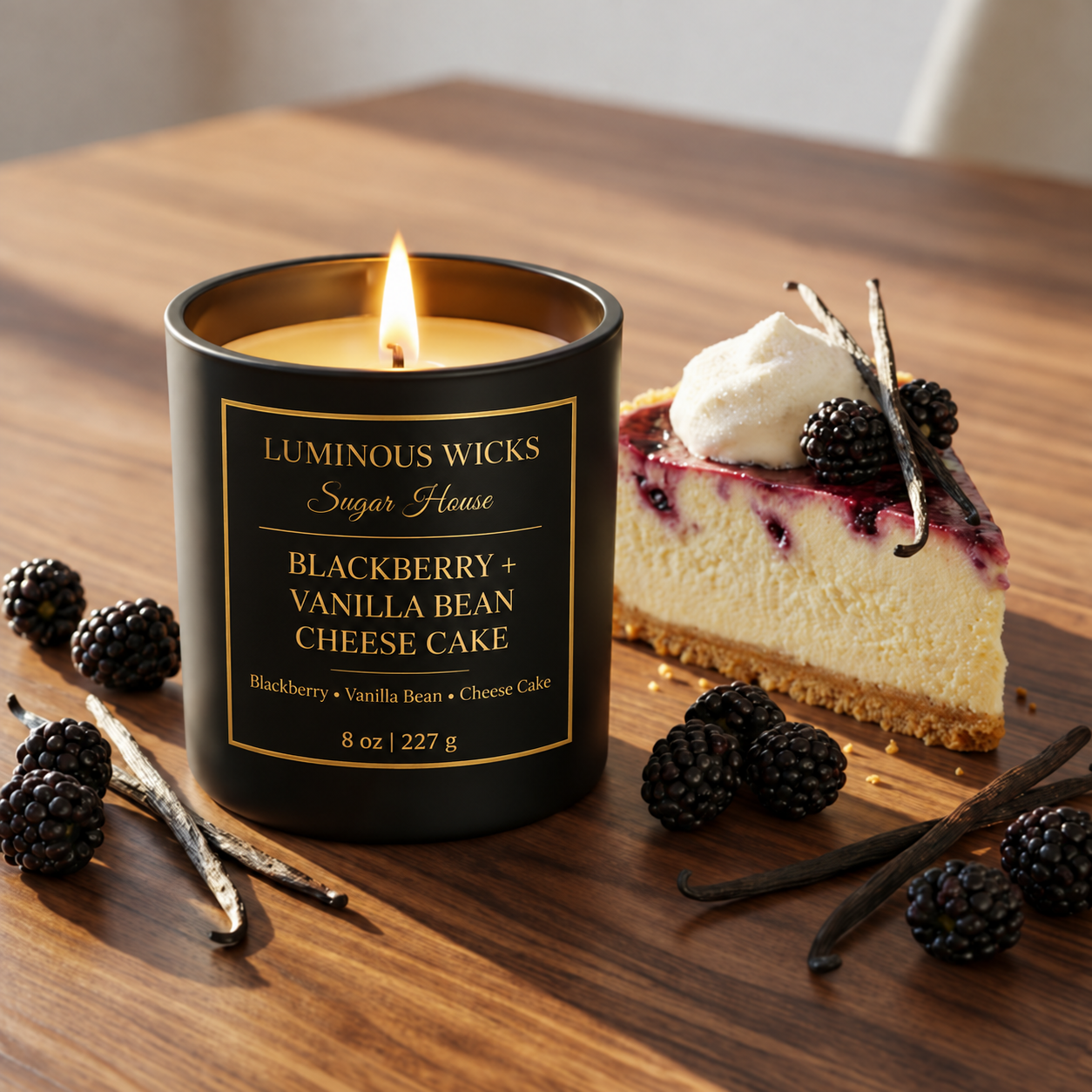 Luminous Wicks Blackberry &  Vanilla Bean Cheesecake 8oz candle