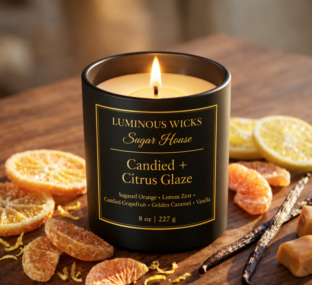 Luminous Wicks Candied Citrus Glaze 8oz Luxury Candle