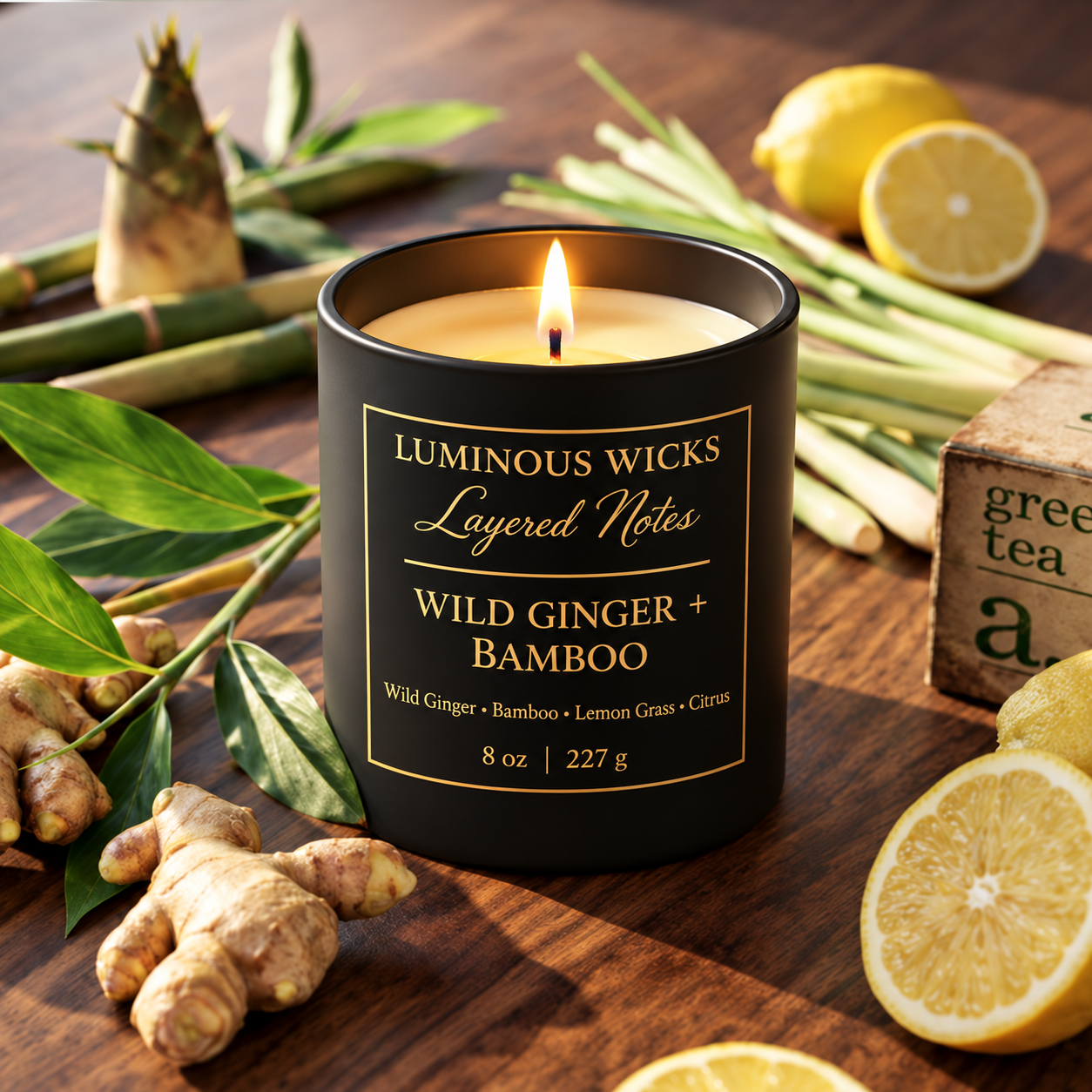 Luminous Wicks Wild Ginger Bamboo 8oz Luxury Candle