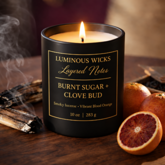 Luminous Wicks Burnt Sugar & Clove Bud 8oz Luxury Candle