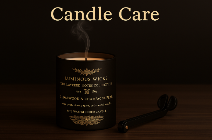 A Luminous Wicks candle prepared for a safe, even burn.