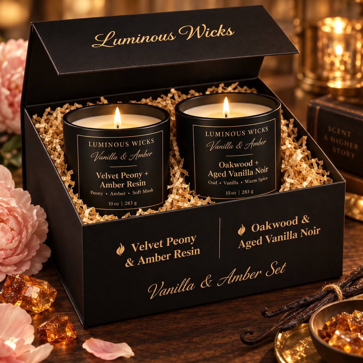 Luminous Wicks Vanilla & Amber Set Gifting