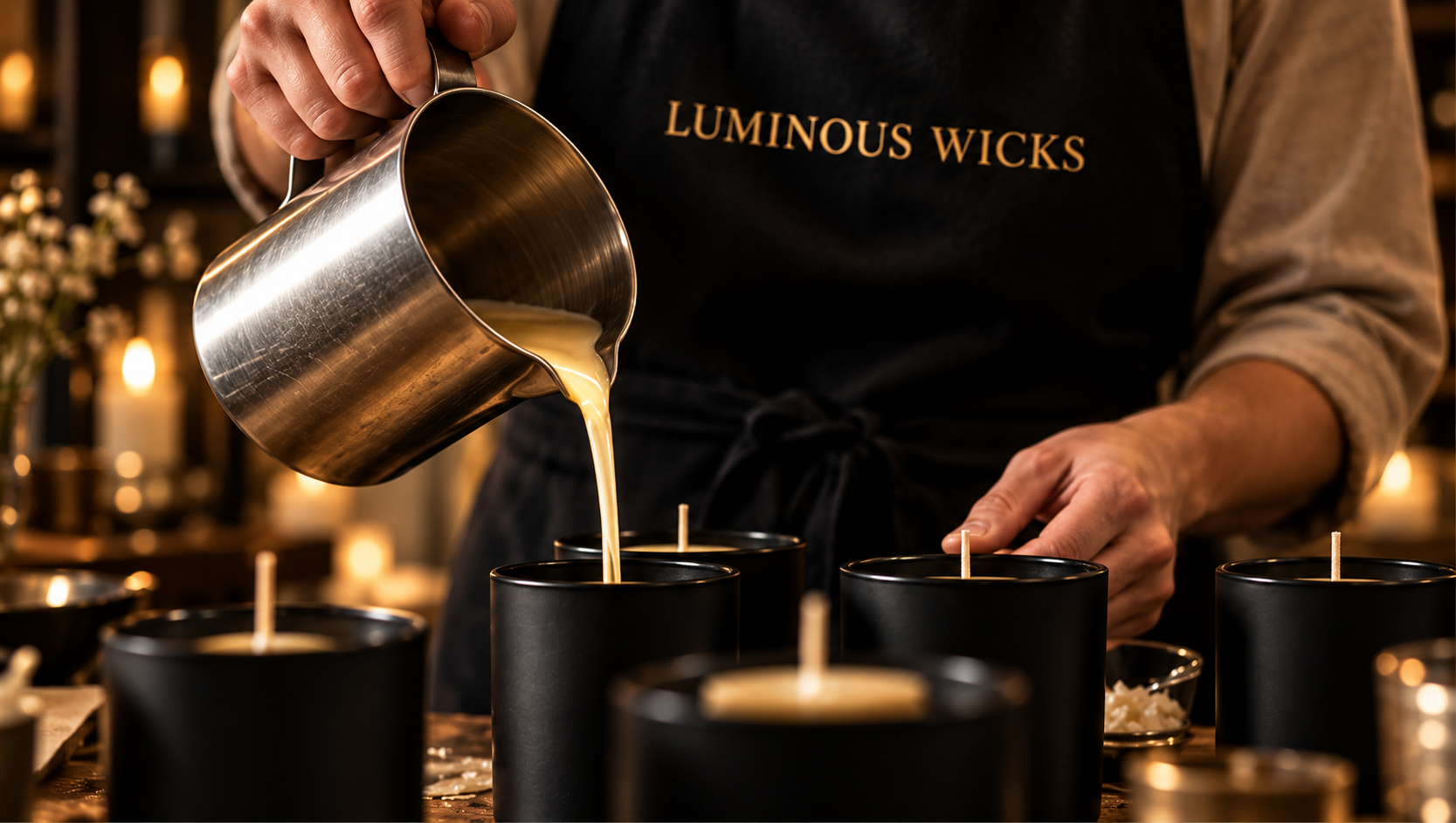 Luminous Wicks brand story and candle imagery